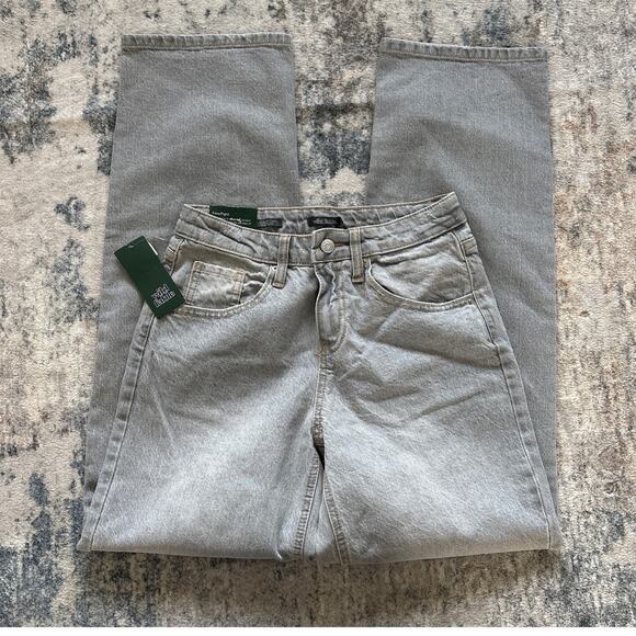 Wild Fable Stretch Mid Rise 90's Relaxed Straight Distress Jeans Gray Women's 00 - Picture 2 of 11